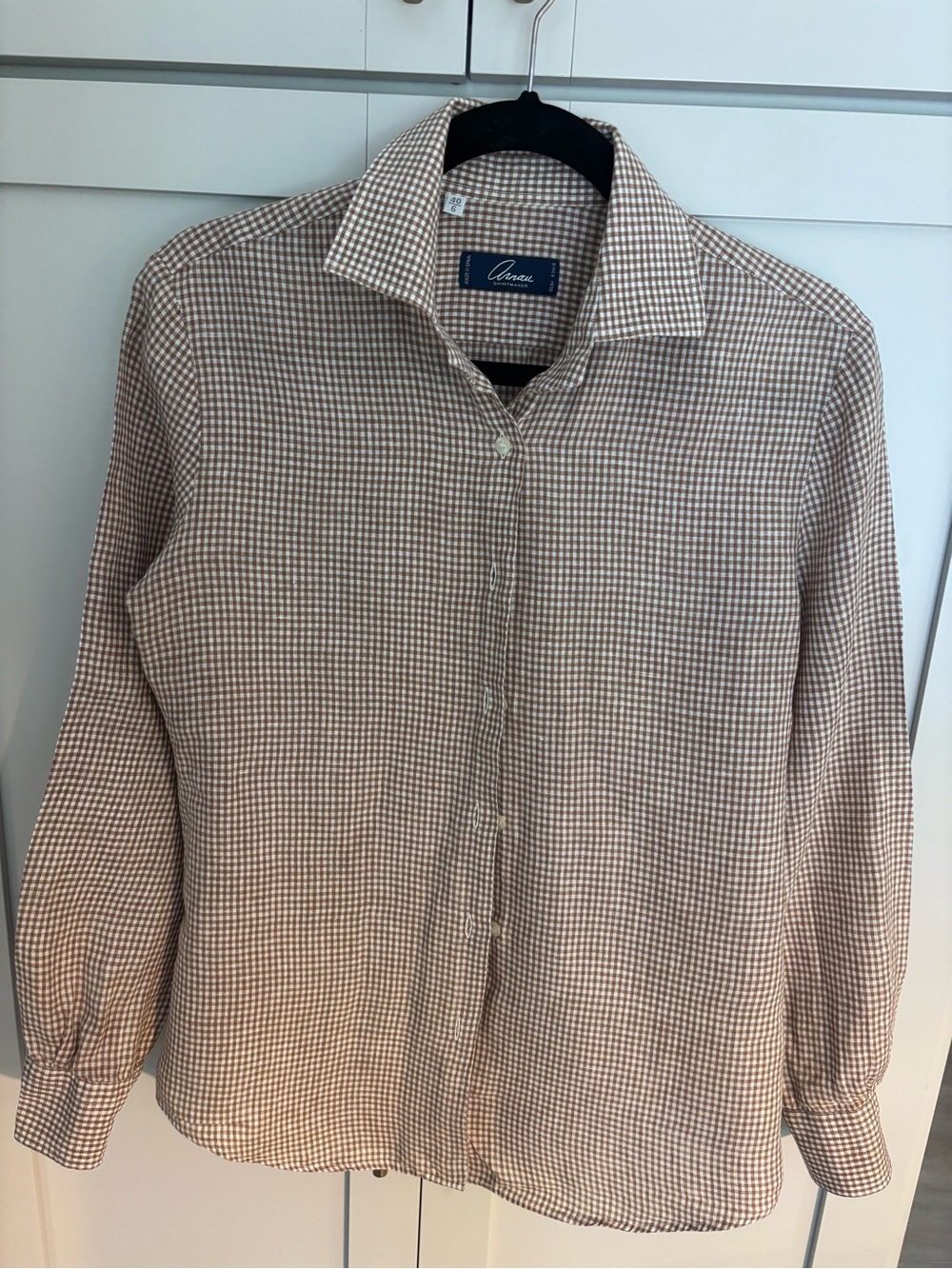 Arnau, made in Spain, woman’s Brown and white checked Button-Up Shirt